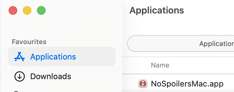 No Spoilers in the Applications folder